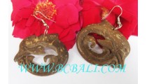 Wood Earrings Dolphin Hand Carved